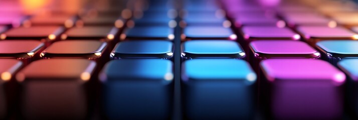 Colorful metallic cubes forming a futuristic grid are glowing