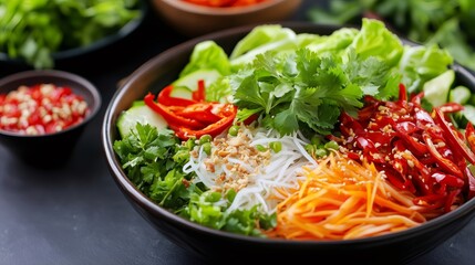 Fresh Vietnamese noodle salad with rice vermicelli