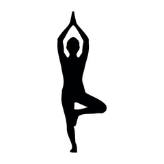 Fototapeta premium Yoga pose silhouette vector flat illustration design.
