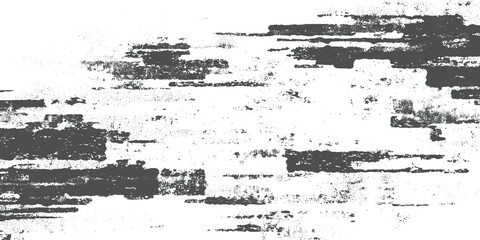 Textured abstract pattern of dark grey distressed horizontal stripes and dots on white background grunge