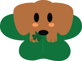 Cute Dog Lucky Clover Illustration