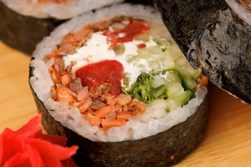 Delicious sushi roll filled with fresh ingredients and flavors