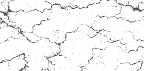 Cracked dry earth texture with dark lines and small dots on white background abstract black broken brown