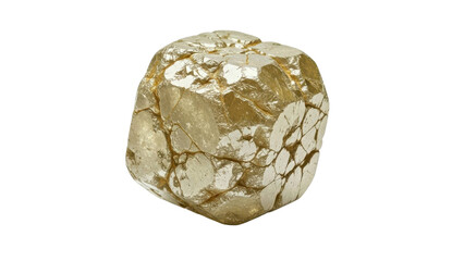 Naklejka premium Close up macro view of a rough uncut natural golden gemstone with crystalline facets and intricate cracked textures isolated on a pure black 