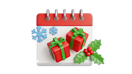 Christmas Calendar with Gifts and Decorations