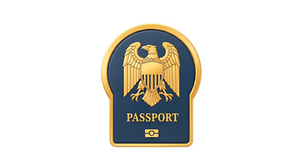 Elegant passport emblem with eagle and stars, symbolizing travel and national identity