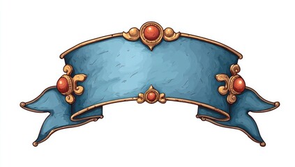 Cartoon Decorative Banner with Scrolls and Ribbons