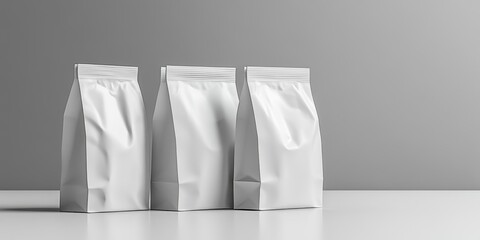 White paper bag packaging template, offering space for branding or design mockups, Generative AI