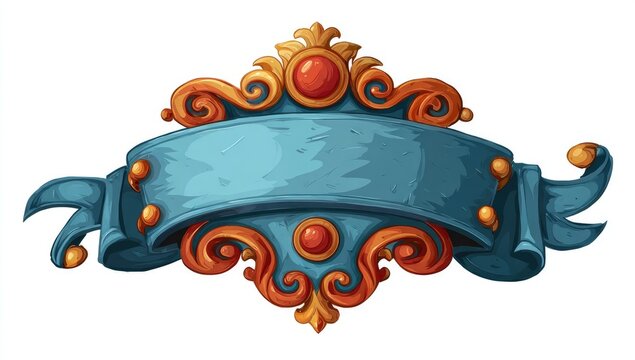 Cartoon Decorative Banner with Scrolls and Ribbons