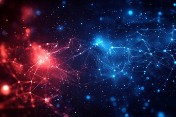 Blue and red social network interface, illustrating the interconnected nature of online platforms in a dynamic visual format, Generative AI