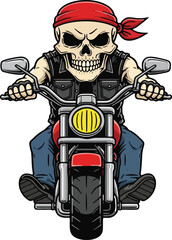 Skull Biker Mascot