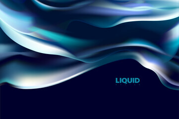 Abstract vector background of glass iridescent shape. Liquid glass wallpaper.