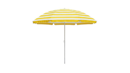 Obraz premium Yellow Striped Beach Umbrella Open Shade Provider