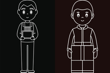 Construction Worker Vector Illustration Design Elements