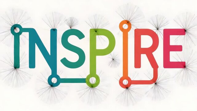 INSPIRE written in a multicolored circuit-style font with connected nodes and lines.