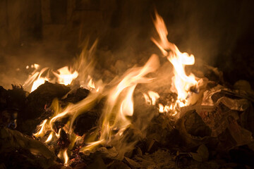 fire in the fireplace