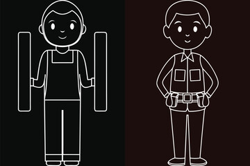 Construction Worker Icon Set Vector Illustration Design