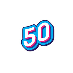 Obraz premium Illustration of the number with modern typography in bright blue, white, and pink colors on a white background. Suitable for celebration concepts, achievements, anniversaries, and milestones themes.