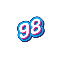 Illustration of the number with modern typography in bright blue, white, and pink colors on a white background. Suitable for celebration concepts, achievements, anniversaries, and milestones themes.