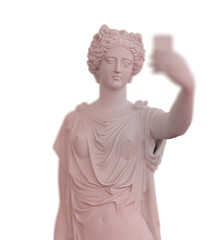 3D rendering of a classic statue, statue making a selfie. classic modern, genZ statue, generation Z statue. Short lens.
