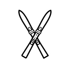crossed skis, skiing - simple vector icon