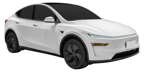 Front view white electric vehicle