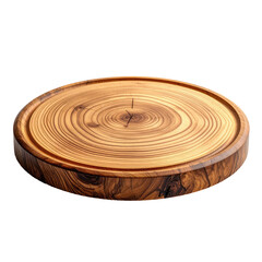 Obraz premium Round wooden serving board with textured grain, dark rim and juice groove