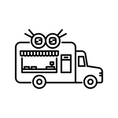 sushi truck outline icon. food truck black line illustration.
