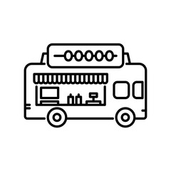 skewer truck outline icon. food truck line illustration.