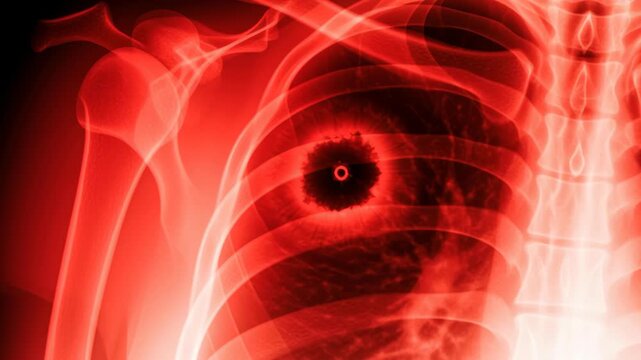 Chest lung x ray doctor cancer check scan xray medical healthcare radiology screening diagnosis patient silhouette hospital treatment tumor lesion radiograph red contrast anatomy lungs rib bone chest