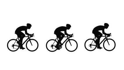 Obraz premium Set of cyclist icons showing silhouette views for racing
