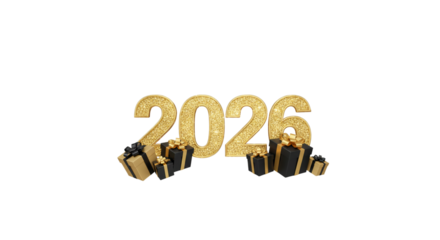 Celebrating the year 2026 isolated on transparent background