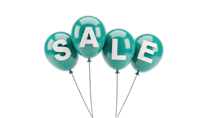 Sale Balloons Floating on White Background
