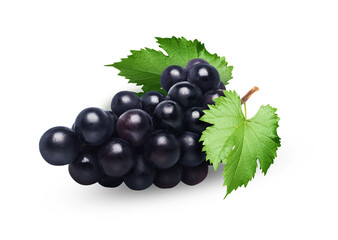 Fresh Black Grapes with Green Leaves Rich in Antioxidants and Vitamins on Transparent Background png
