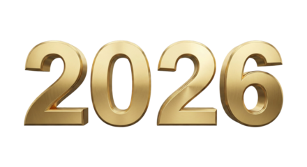 Celebrating the year 2026 isolated on transparent background