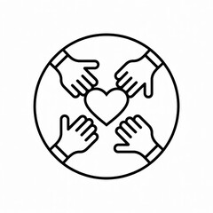 Obraz premium Circle of Care: Four hands gently surround a heart, symbolizing compassion, support, and the essence of empathy within a close-knit community.