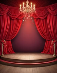 Amazing valentine backdrop stage with red curtains