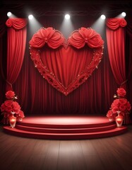 Amazing valentine backdrop stage with red curtains