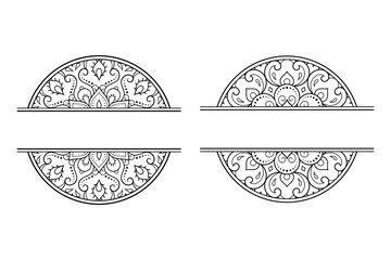 Set of frame in eastern tradition. Stylized with henna tattoos decorative pattern for decorating covers for book, notebook, casket, magazine, postcard and folder. Flower border in mehndi style.