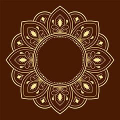 Frame in eastern tradition. Stylized with henna tattoos decorative pattern for decorating covers for book, notebook, casket, magazine, postcard and folder. Flower border in mehndi style.