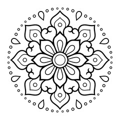 Circular pattern in form of mandala with flower for Henna, Mehndi, tattoo, decoration. Decorative ornament in ethnic oriental style. Outline doodle hand draw vector illustration.