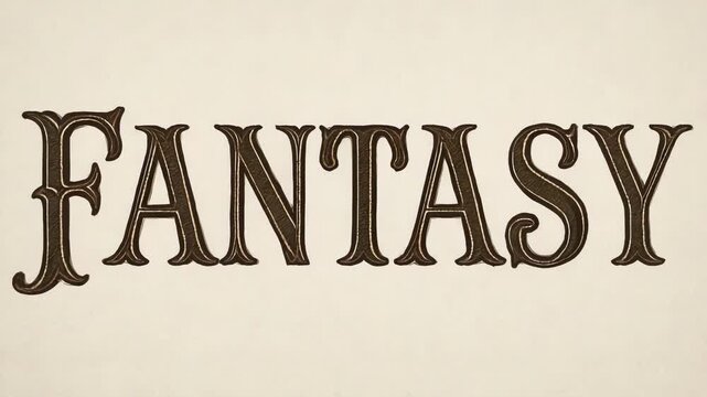 FANTASY written in an ornate vintage font on a pale parchment background.