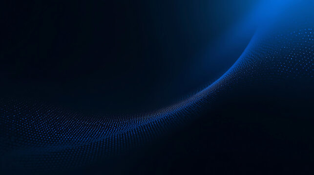 Abstract blue light wave with dots on dark background