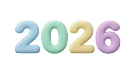 Celebrating the year 2026 isolated on transparent background