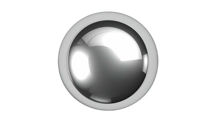 Metallic orb centered in a gray ring, reflecting light on a black background, casting an ethereal glow