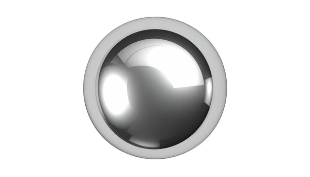 Metallic orb centered in a gray ring, reflecting light on a black background, casting an ethereal glow
