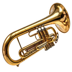 Obraz premium A gleaming brass euphonium with intricate valves and a prominent bell