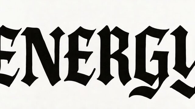 ENERGY is written in a bold blackletter font on a white background.