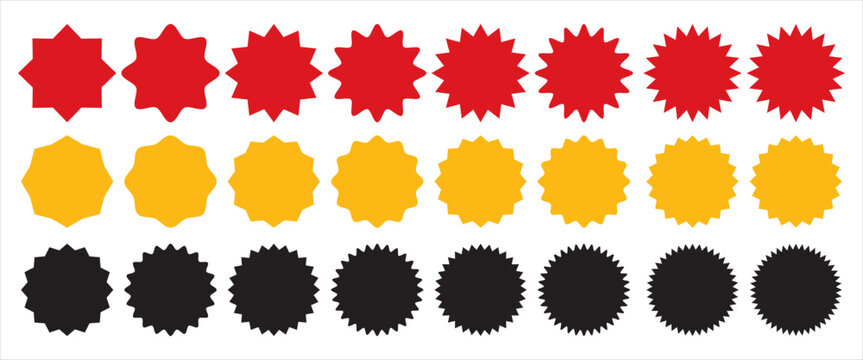 Starburst sticker vector pack, special offer icons, empty tags collection, blank deal sticker, Variations