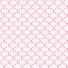 花のスカラップ模様のシームレスパターン（ローズ）ー ローズピンクに赤の小花のアーチが連なるロマンティックな柄。デザインペーパー、マスキングテープ、マスキングシールブック、フレークシール、手帳デコ素材、ノート表紙、ハンカチ、箸、マグカップ、皿、キッチンクロス、キッチン雑貨、ポーチ等に最適。バレンタインにも。